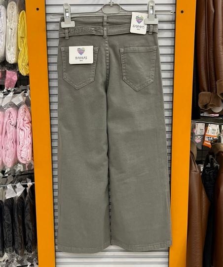 BAYHAS Kids 24243 Kız Çocuk Düz Keten Geniş Paça Pantolon