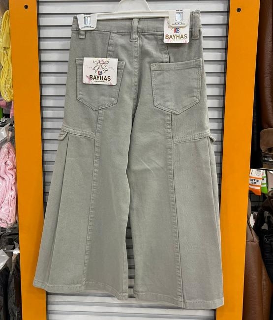 BAYHAS Kids 32402 Kız Çocuk Yandan Cepli Geniş Paça Keten Pantolon