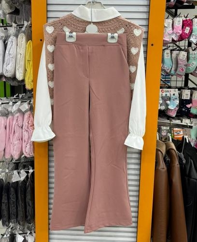 SONÖZ Kids 0167 Kız Çocuk Kalpli Triko 3lü Takım