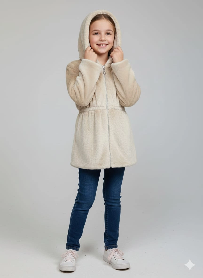 ELİSS Kids 1880 Kız Çocuk Uzun Peluş Hırka Mont