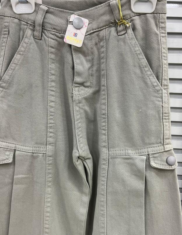 BAYHAS Kids 32402 Kız Çocuk Yandan Cepli Geniş Paça Keten Pantolon