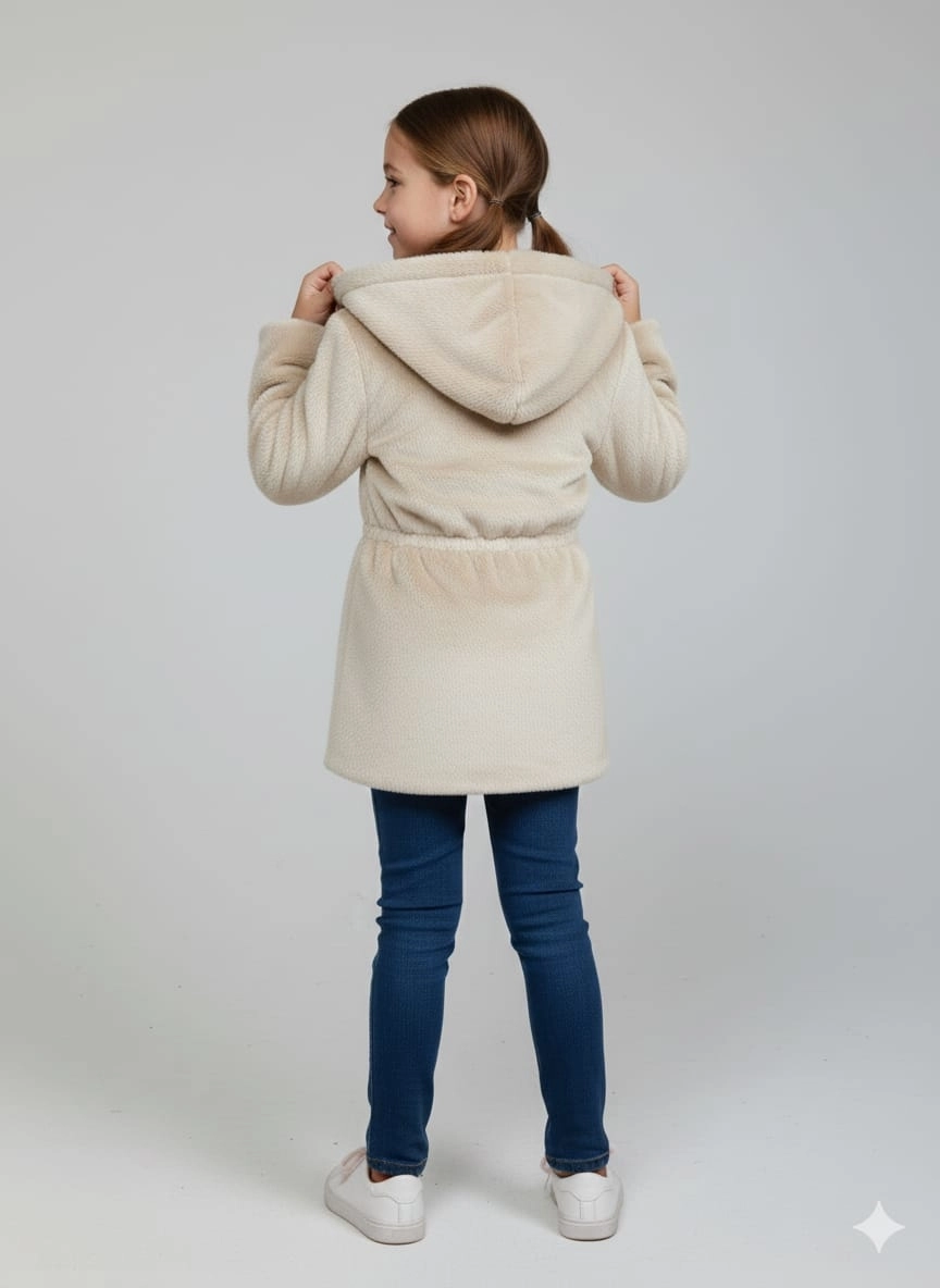 ELİSS Kids 1880 Kız Çocuk Uzun Peluş Hırka Mont
