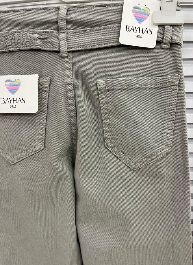 BAYHAS Kids 24243 Kız Çocuk Düz Keten Geniş Paça Pantolon