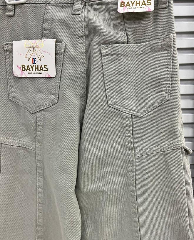 BAYHAS Kids 32402 Kız Çocuk Yandan Cepli Geniş Paça Keten Pantolon