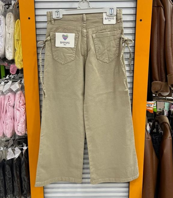 BAYHAS Kids 24823 Kız Çocuk Beli İpli Düz Geniş Paça Pantolon