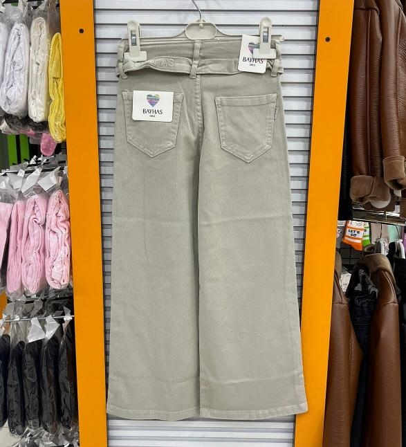 BAYHAS Kids 24243 Kız Çocuk Düz Keten Geniş Paça Pantolon
