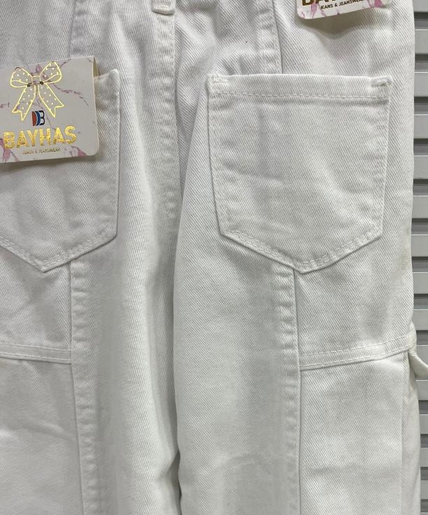 BAYHAS Kids 32402 Kız Çocuk Yandan Cepli Geniş Paça Keten Pantolon