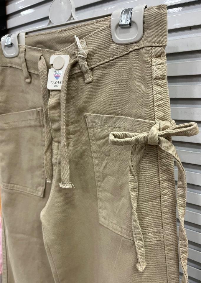 BAYHAS Kids 24823 Kız Çocuk Beli İpli Düz Geniş Paça Pantolon