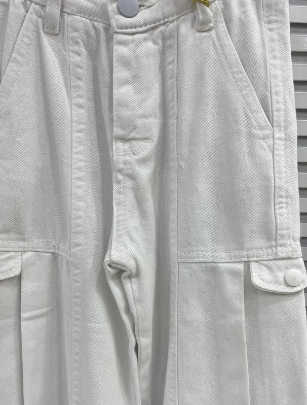 BAYHAS Kids 32402 Kız Çocuk Yandan Cepli Geniş Paça Keten Pantolon