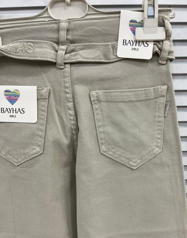 BAYHAS Kids 24243 Kız Çocuk Düz Keten Geniş Paça Pantolon