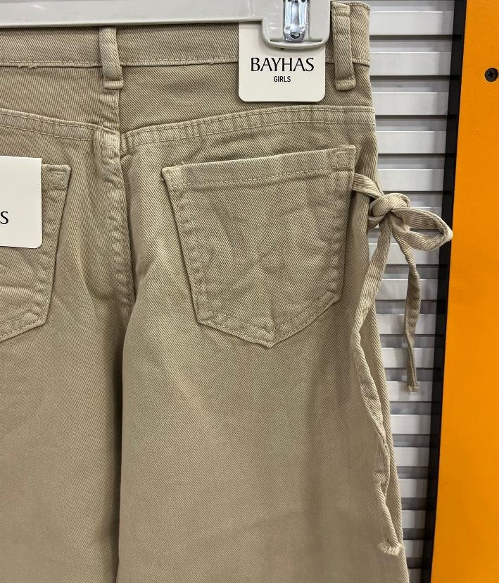 BAYHAS Kids 24823 Kız Çocuk Beli İpli Düz Geniş Paça Pantolon