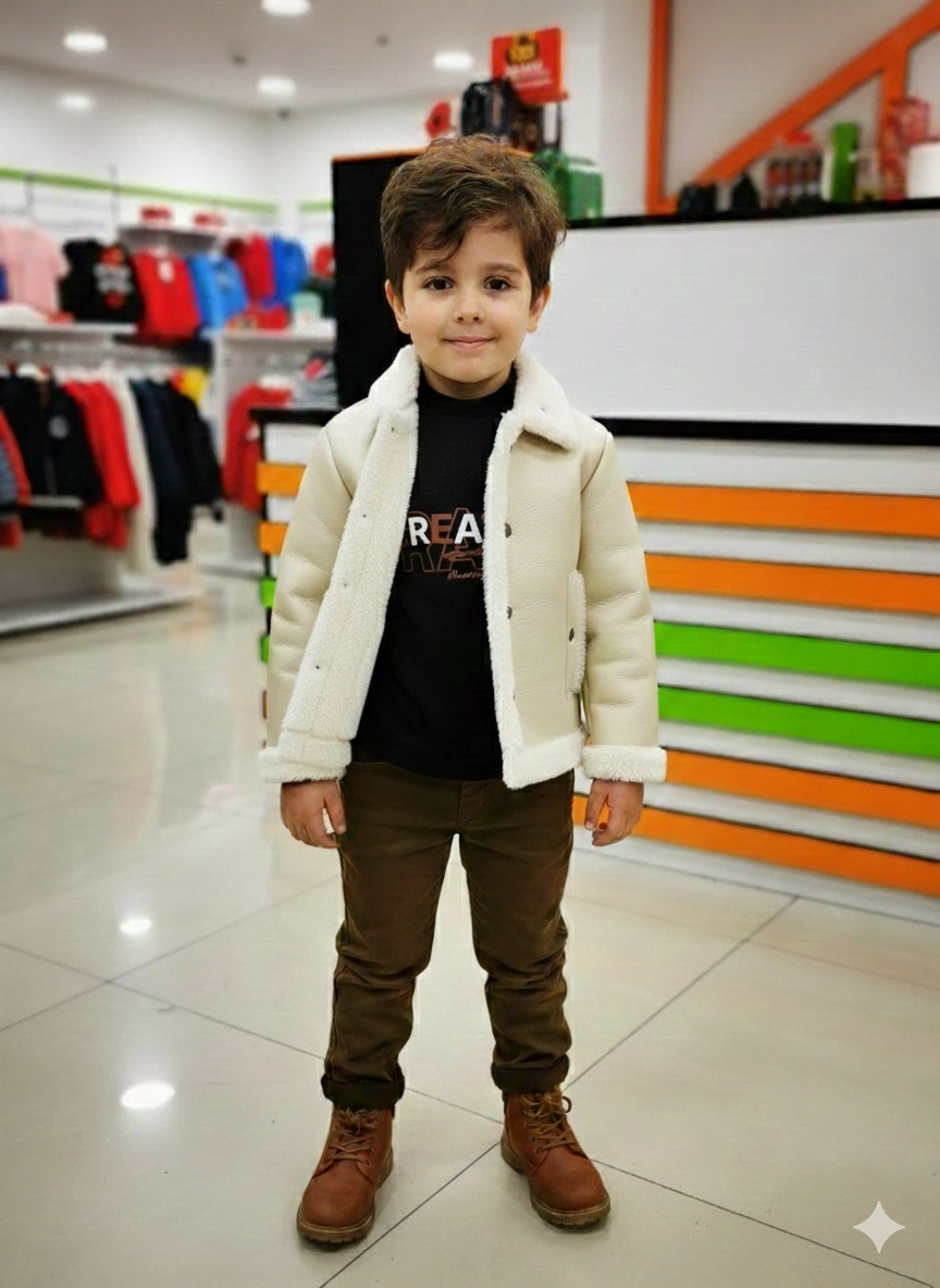 3668 Erkek Çocuk S.Derili Montlu 3lü Takım