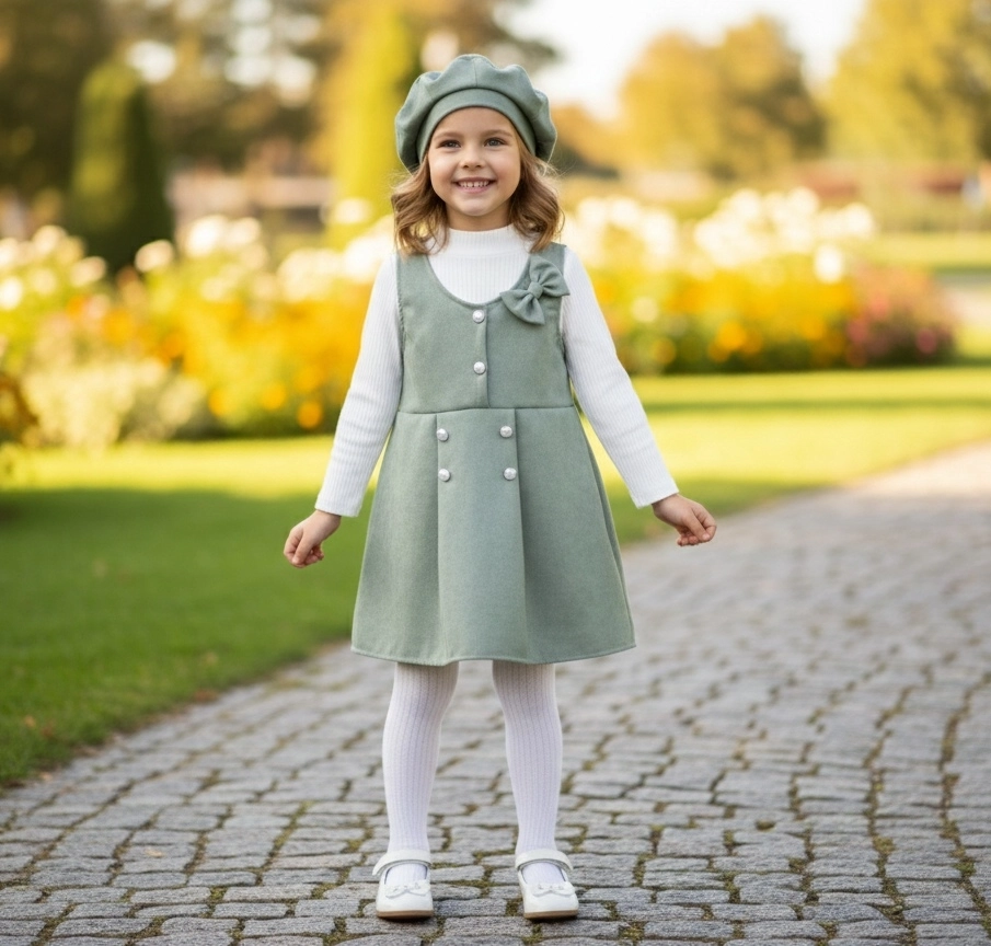ECRIX Kids 25810 Kız Çocuk Şapkalı Süet Jile Elbise
