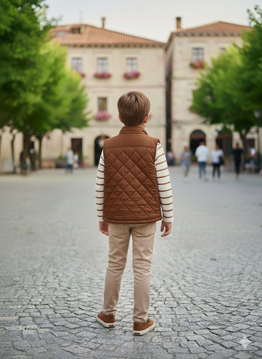 ECOO Kids 3721 Erkek Çocuk Trikolu Yelekli Pantolonlu 3lü Takım