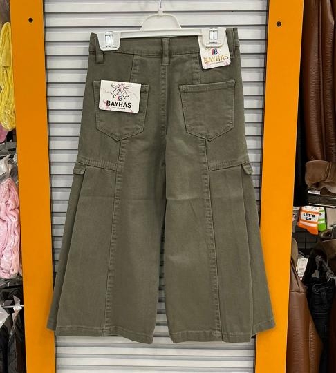 BAYHAS Kids 32402 Kız Çocuk Yandan Cepli Geniş Paça Keten Pantolon