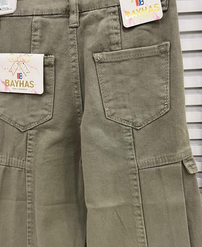 BAYHAS Kids 32402 Kız Çocuk Yandan Cepli Geniş Paça Keten Pantolon