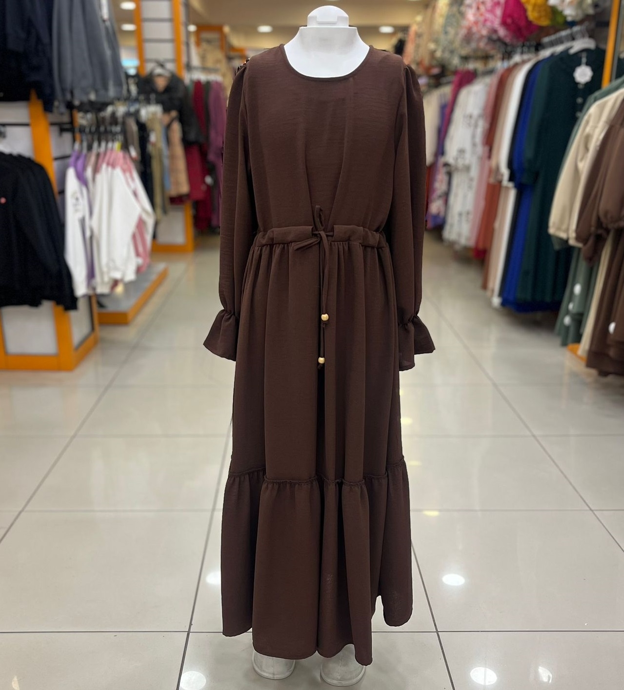 ESMAGÜL Kids 0203 Kız Çocuk Beli Büzgülü Uzun Elbise