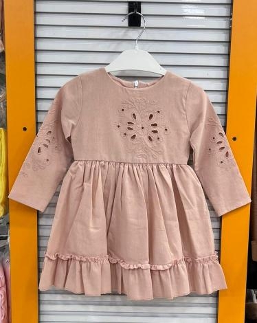 EBRULI%20Kids%205219%20Kız%20Çocuk%20Keten%20Motif%20Baskılı%20Elbise