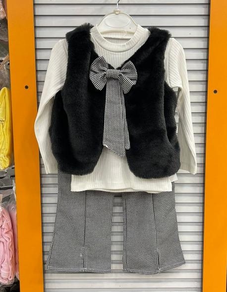 LUMİA Kids 02062 Kız Çocuk Peluş Yelekli Takım