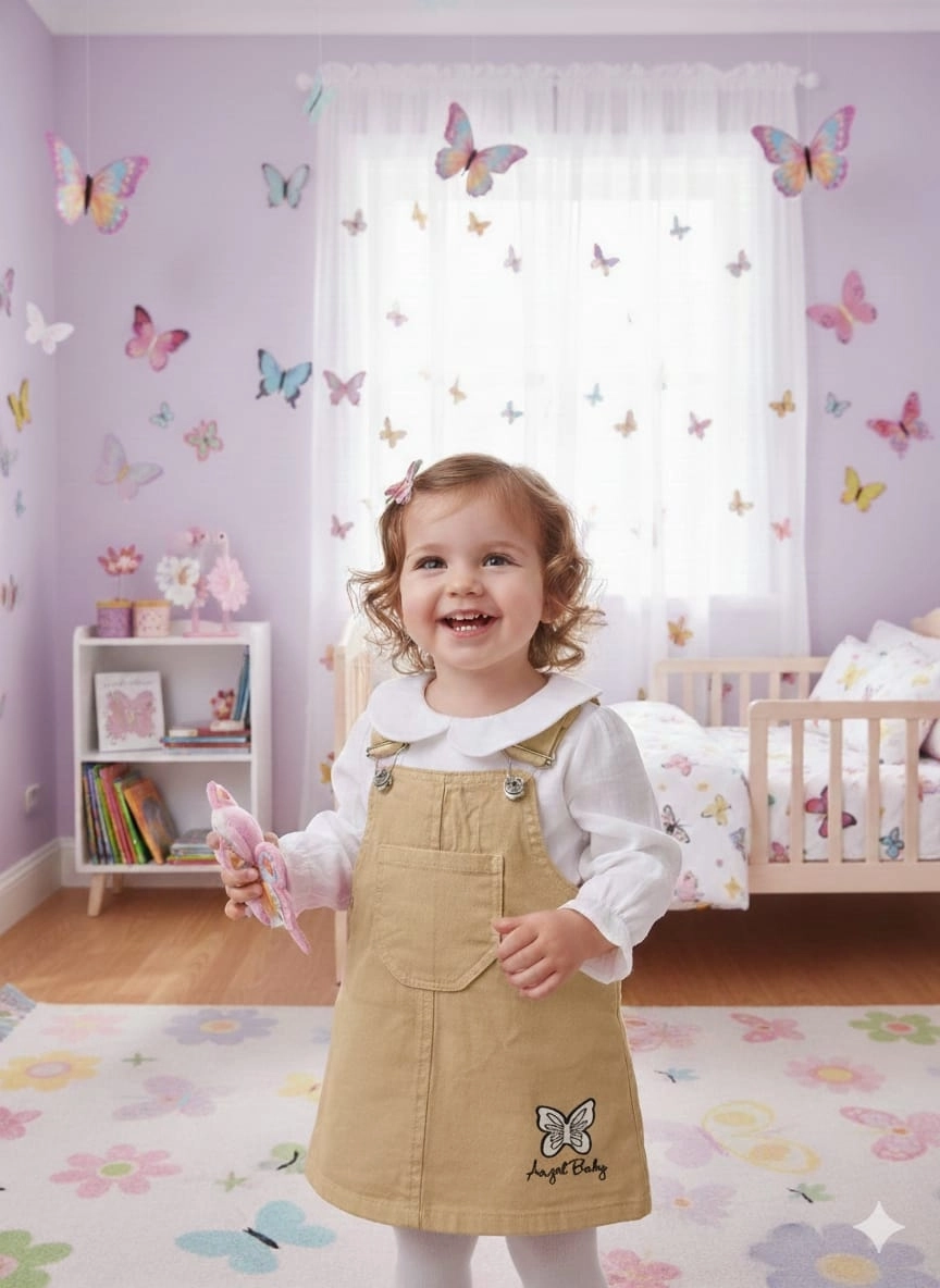 ORYEDA Kids 6066 Kız Kelebek Nakışlı Gömlekli Jile Elbise