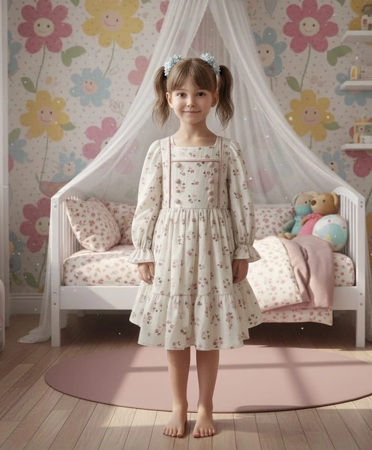 TİVİDO Kids 2788 Kız Çocuk Müslin Elbise