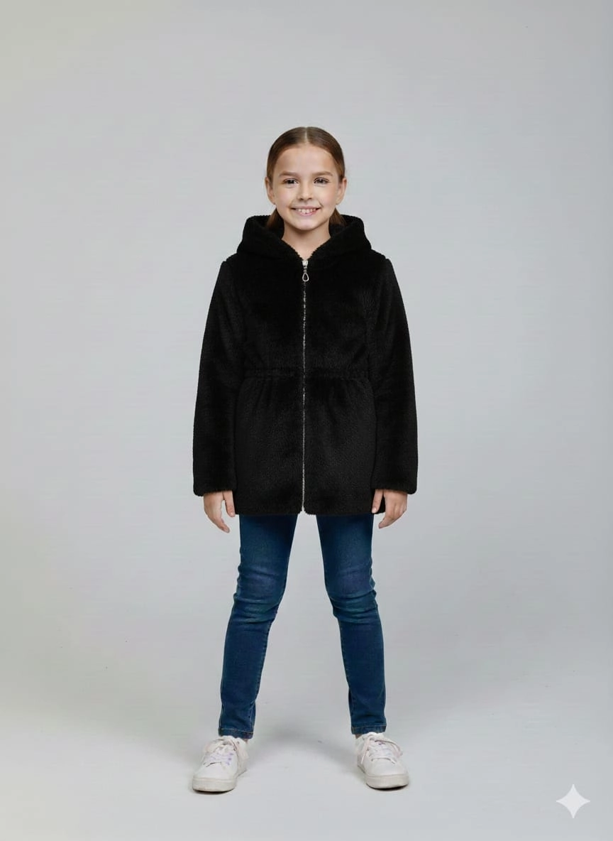 ELİSS Kids 1880 Kız Çocuk Uzun Peluş Hırka Mont
