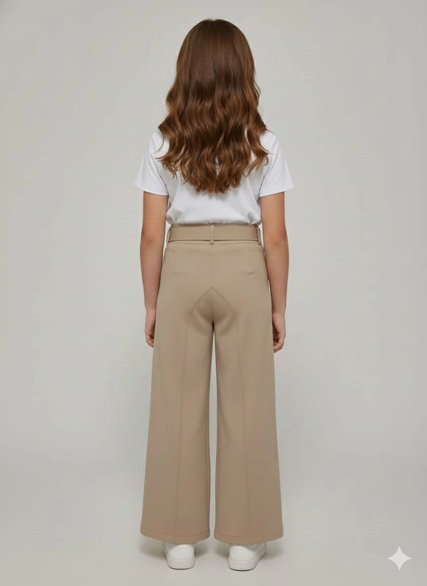 PULCINO Kids 25500 Kız Çocuk Geniş Paça Kemerli Pantolon