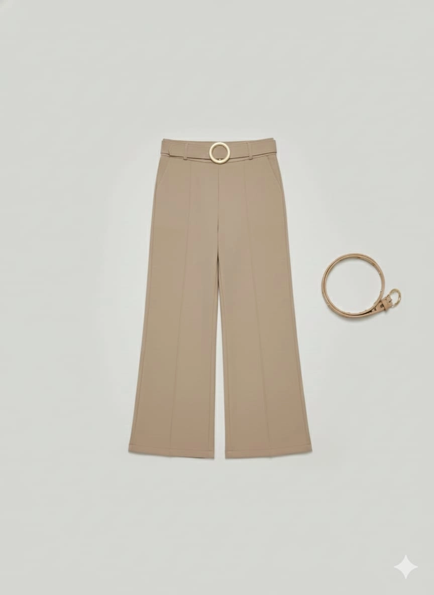 PULCINO Kids 25500 Kız Çocuk Geniş Paça Kemerli Pantolon