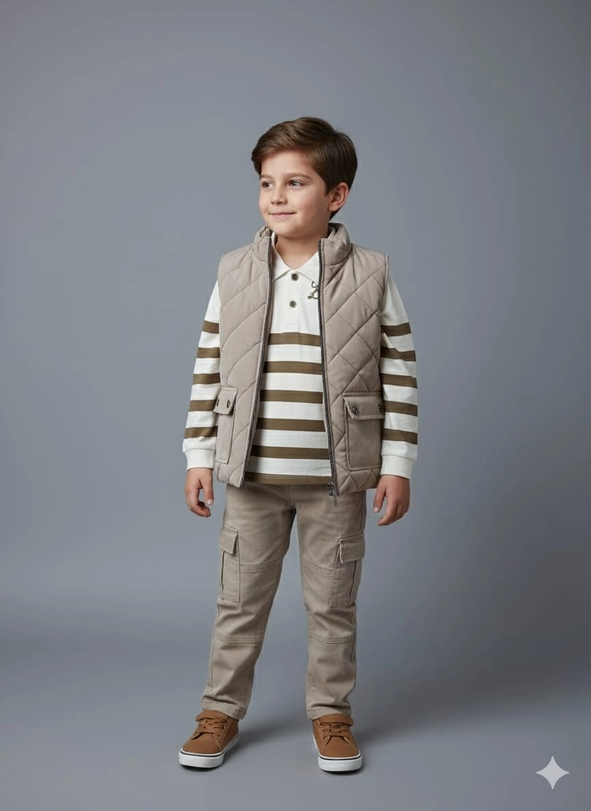 ERCAN Kids 7196 Yelek Triko Pantolon 3lü Takım