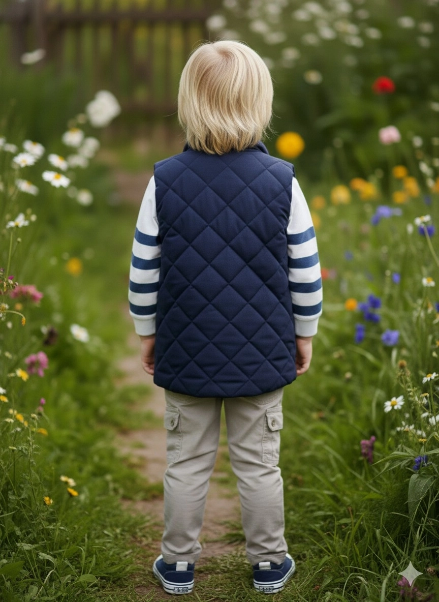 ECOO Kids 3721 Erkek Çocuk Trikolu Yelekli Pantolonlu 3lü Takım