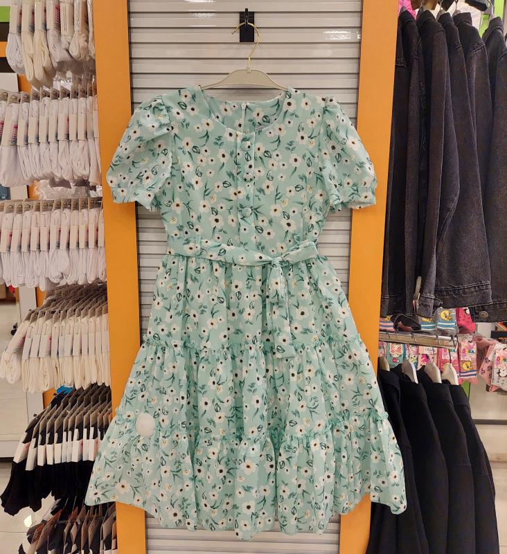 ENFETTO Kids 3236 Kız Çocuk Çiçekli Düğmeli Elbise