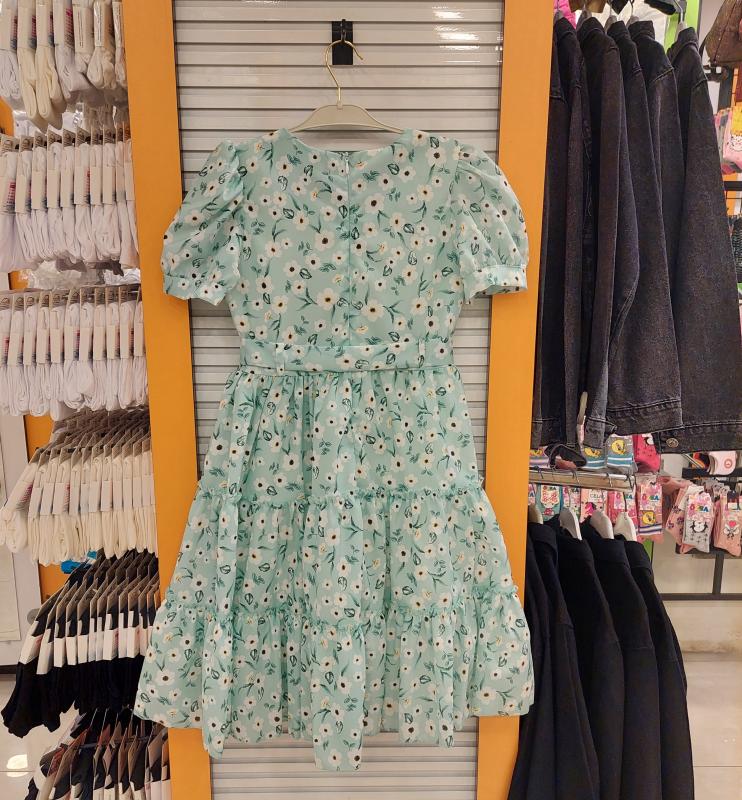 ENFETTO Kids 3236 Kız Çocuk Çiçekli Düğmeli Elbise