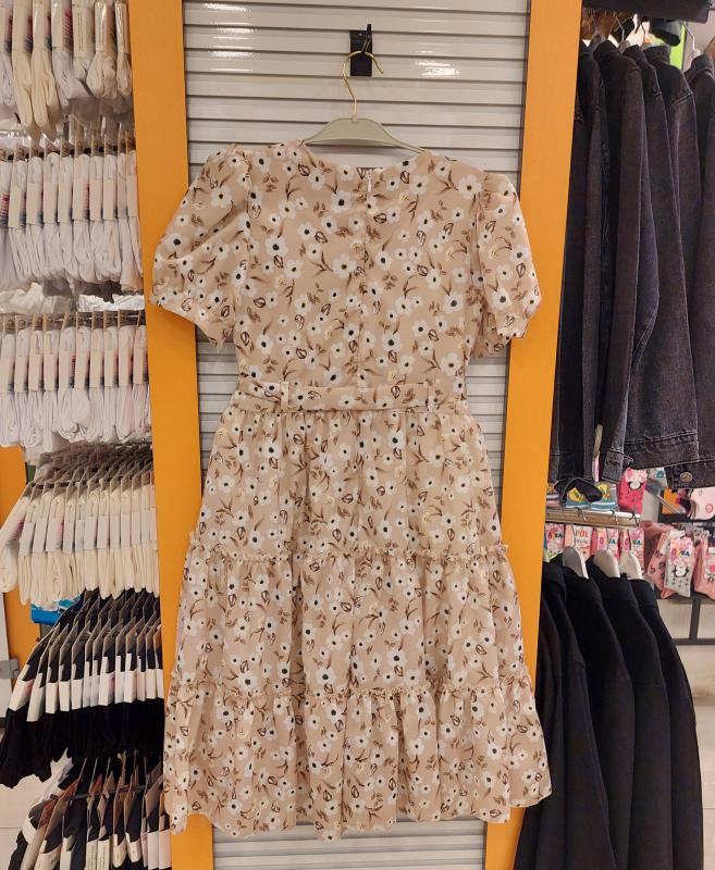 ENFETTO Kids 3236 Kız Çocuk Çiçekli Düğmeli Elbise