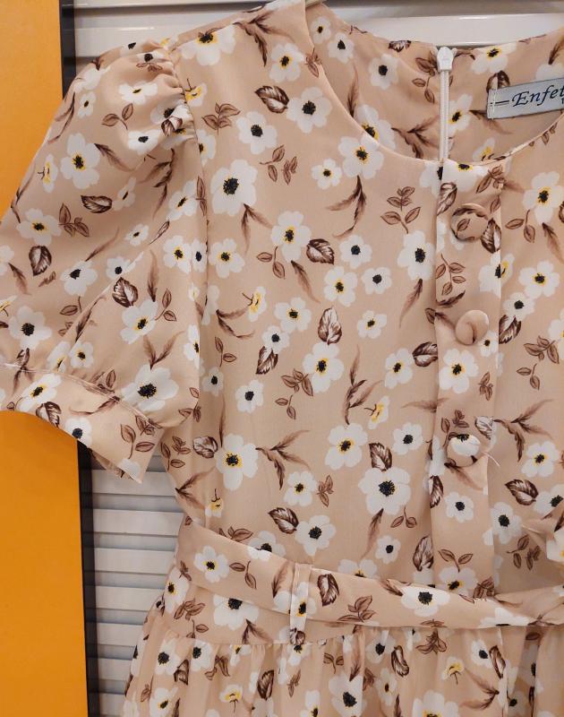 ENFETTO Kids 3236 Kız Çocuk Çiçekli Düğmeli Elbise