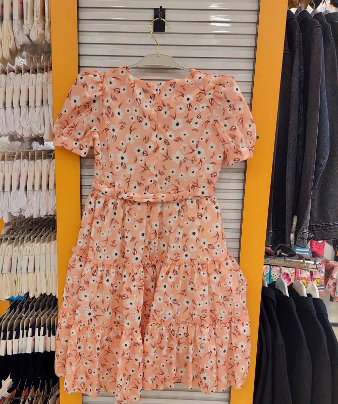 ENFETTO Kids 3236 Kız Çocuk Çiçekli Düğmeli Elbise