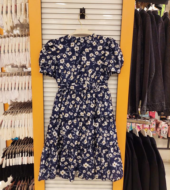 ENFETTO Kids 3236 Kız Çocuk Çiçekli Düğmeli Elbise