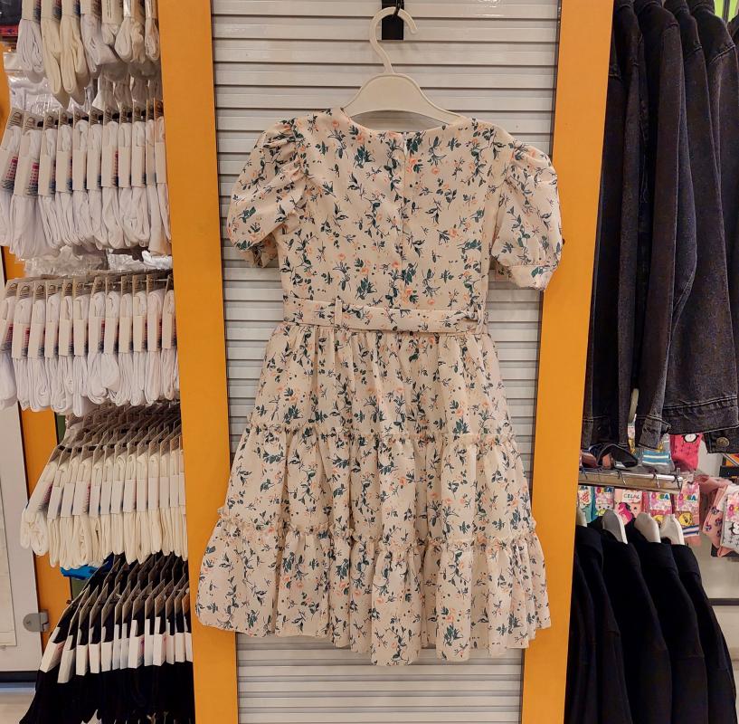 ENFETTO Kids 3233 Kız Çocuk Çiçekli Düğmeli Elbise
