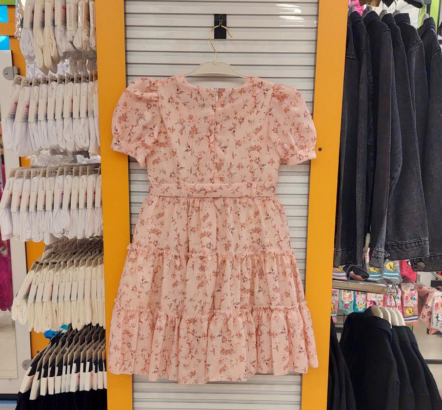 ENFETTO Kids 3233 Kız Çocuk Çiçekli Düğmeli Elbise