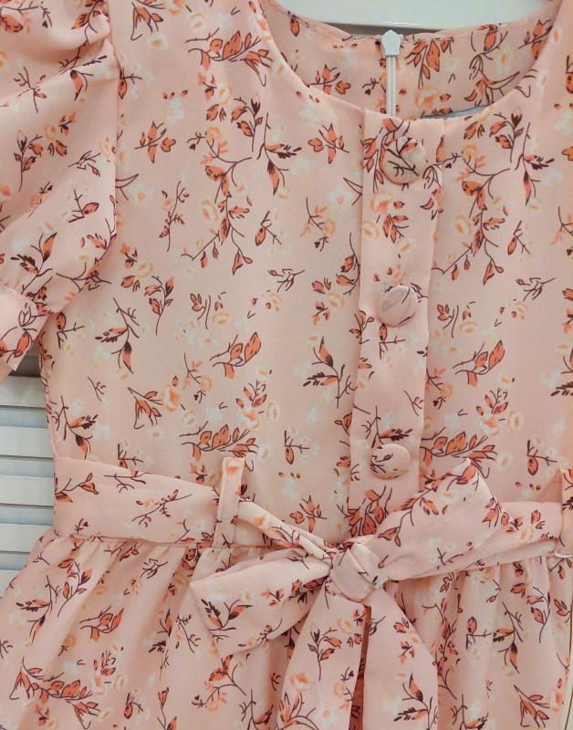 ENFETTO Kids 3233 Kız Çocuk Çiçekli Düğmeli Elbise