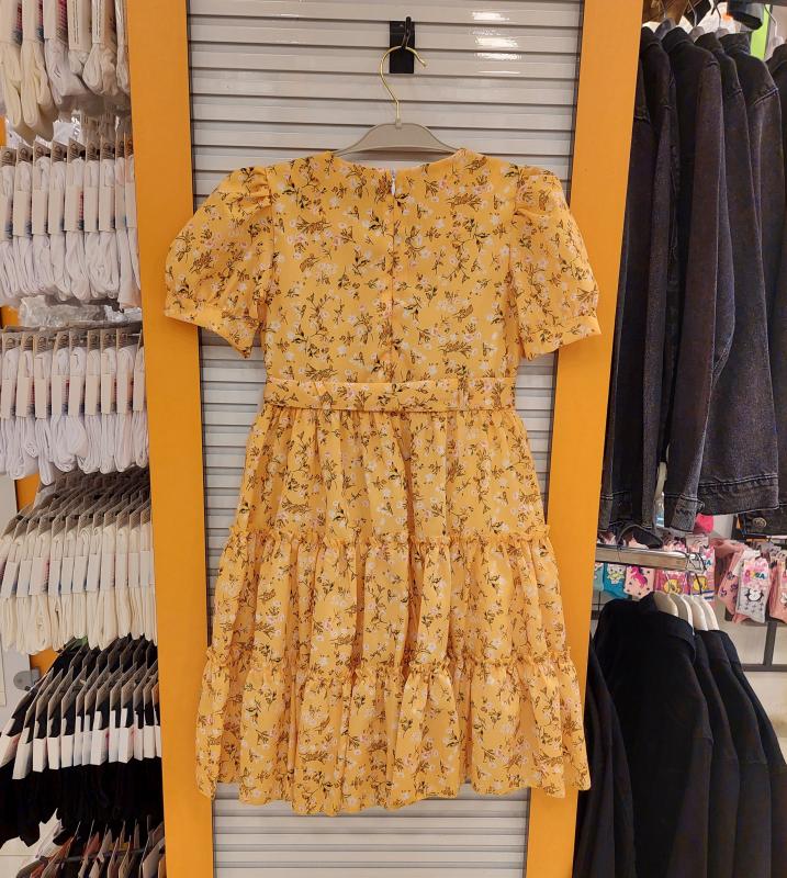 ENFETTO Kids 3233 Kız Çocuk Çiçekli Düğmeli Elbise