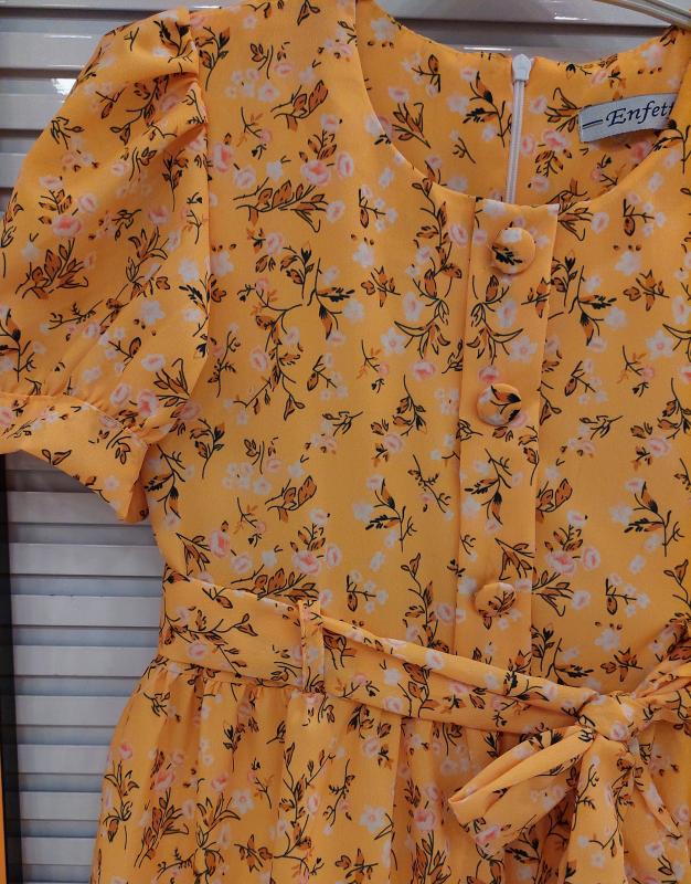 ENFETTO Kids 3233 Kız Çocuk Çiçekli Düğmeli Elbise