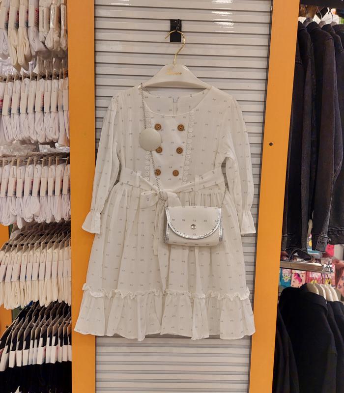 MİSS KUĞU Kids 8504 Kız Çocuk Gümüş Kesme Elbise