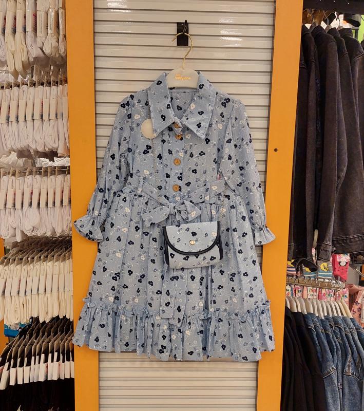 KUĞU BABY Kids 8506 Kız Çocuk Baskılı Bürümcük Elbise