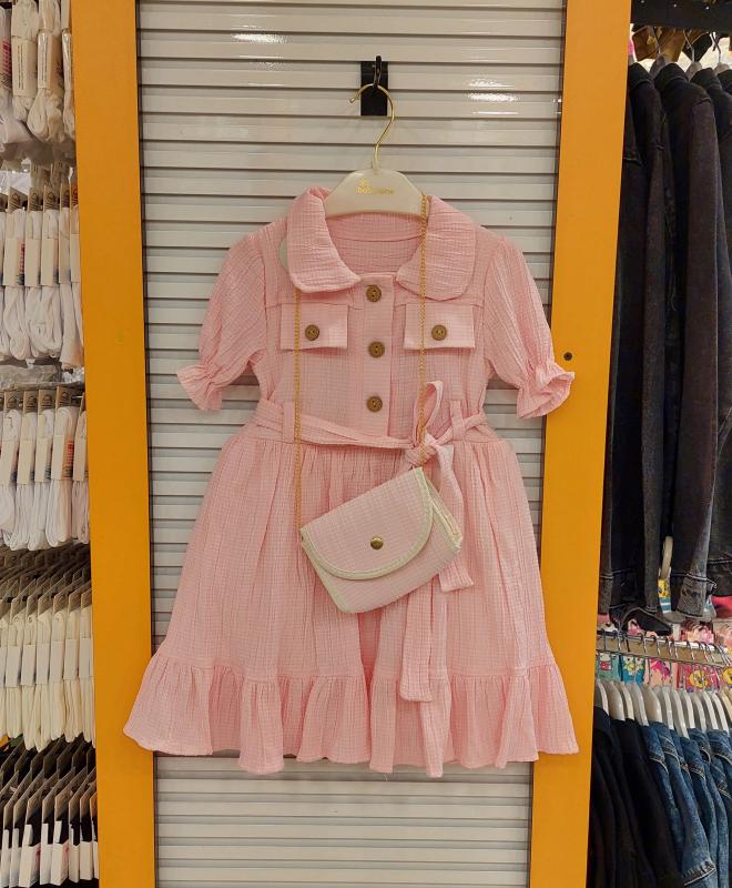 BBLN Kids 6911 Kız Çocuk Cep Kapaklı Çantalı Elbise