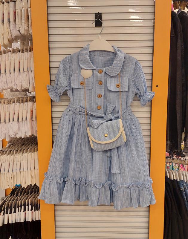 BBLN Kids 6911 Kız Çocuk Cep Kapaklı Çantalı Elbise