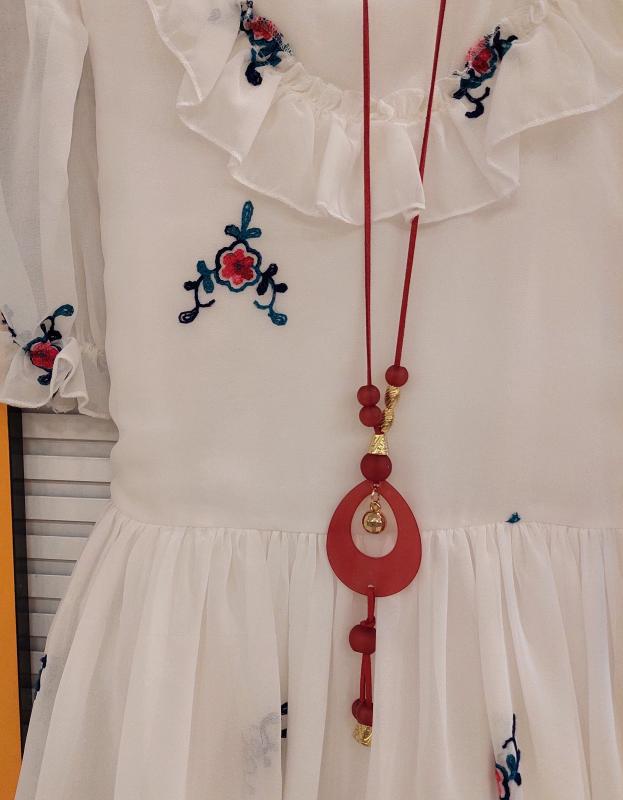TİVİDO Kids 2494 Kız Çocuk Kolyeli Nakışlı Elbise