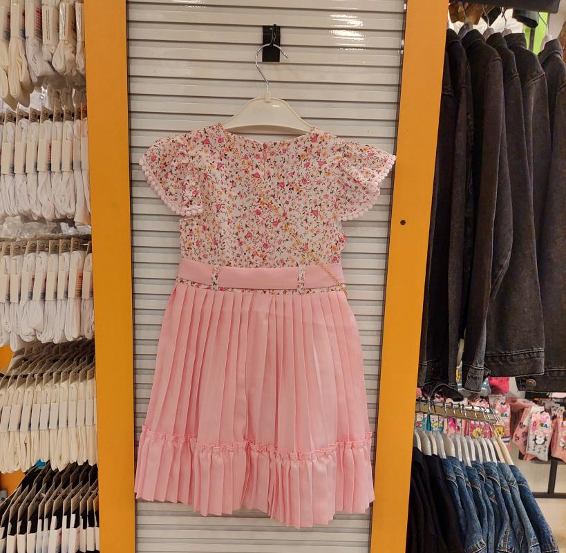 ENFETTO Kids 3147 Kız Çocuk Çantalı Düğmeli Elbise