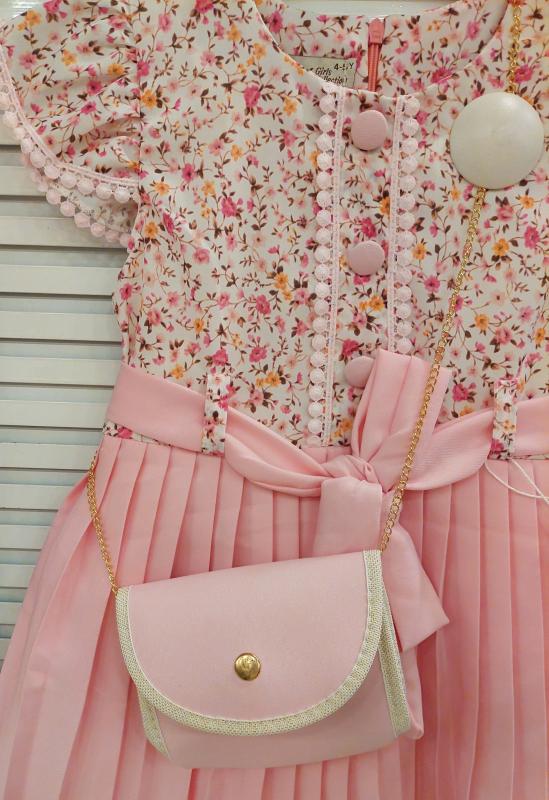 ENFETTO Kids 3147 Kız Çocuk Çantalı Düğmeli Elbise
