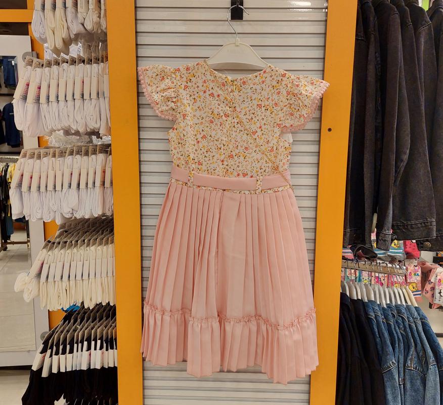 ENFETTO Kids 3147 Kız Çocuk Çantalı Düğmeli Elbise