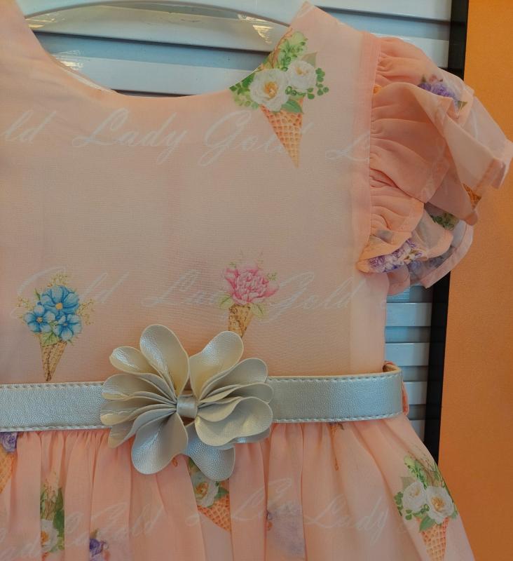 LADY GOLD Kids 6037 Kız Çocuk Çiçekli Elbise